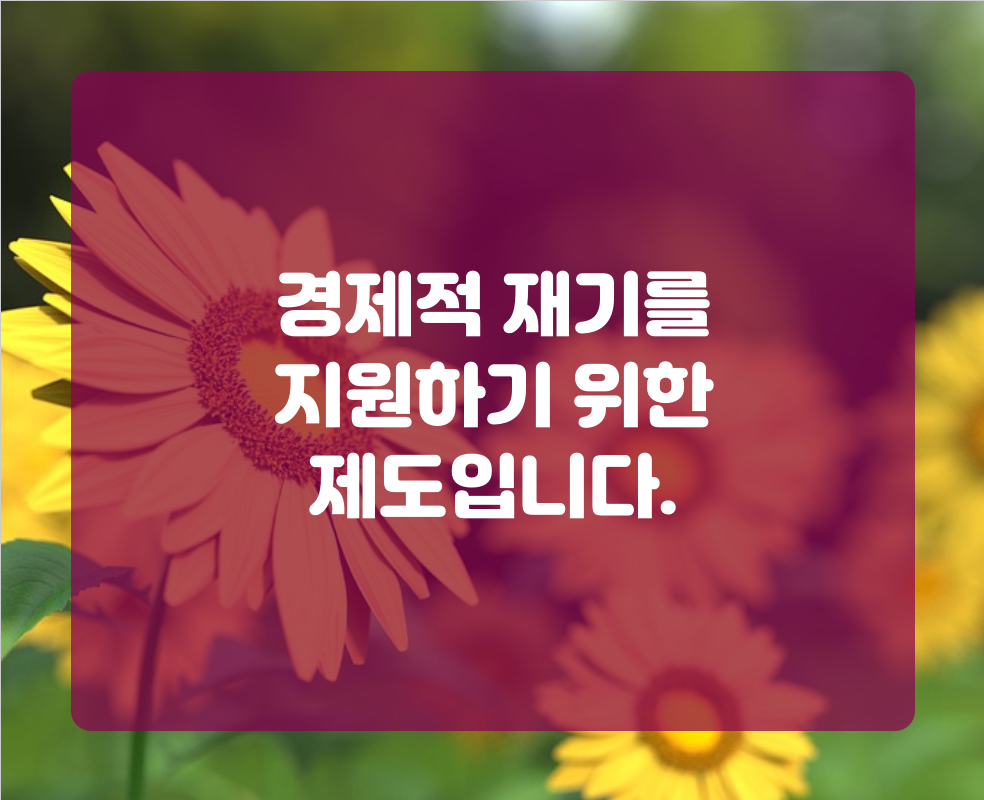 경제적 재기를 지원하기 위한 제도입니다.