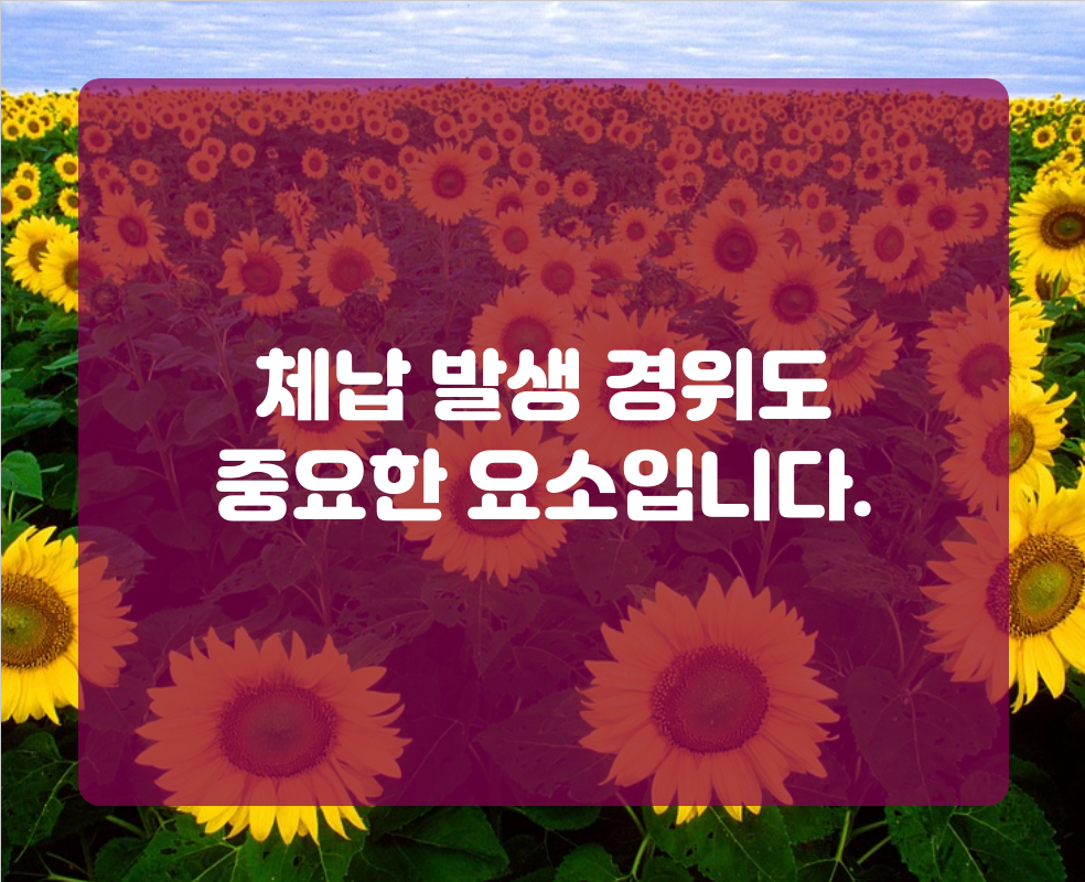 체납 발생 경위도 중요한 요소입니다.
