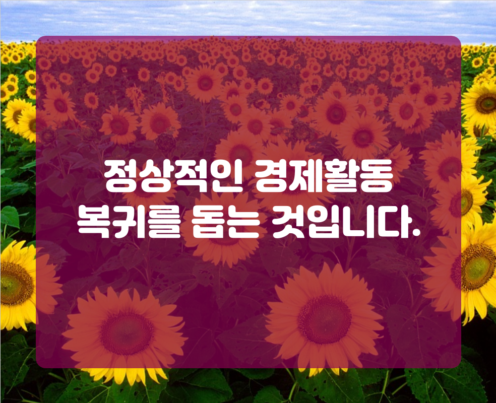 정상적인 경제활동 복귀를 돕는 것입니다.