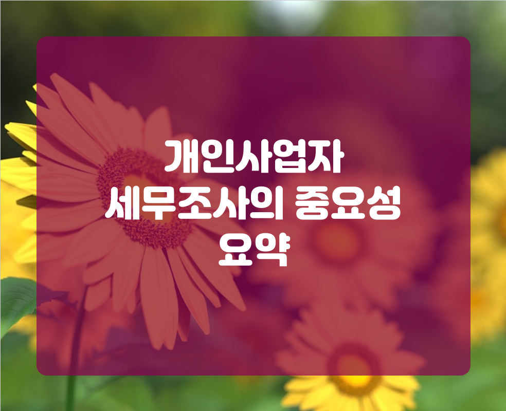 개인사업자 세무조사의 중요성 요약