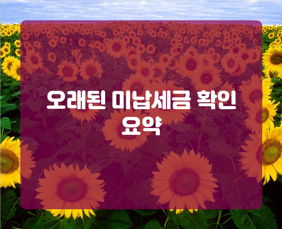 오래된 미납세금 확인 요약
