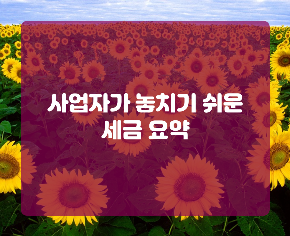 사업자가 놓치기 쉬운 세금 요약