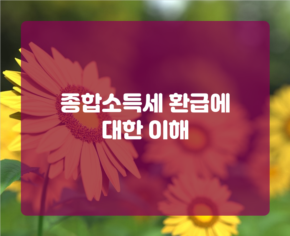 종합소득세 환급에 대한 이해